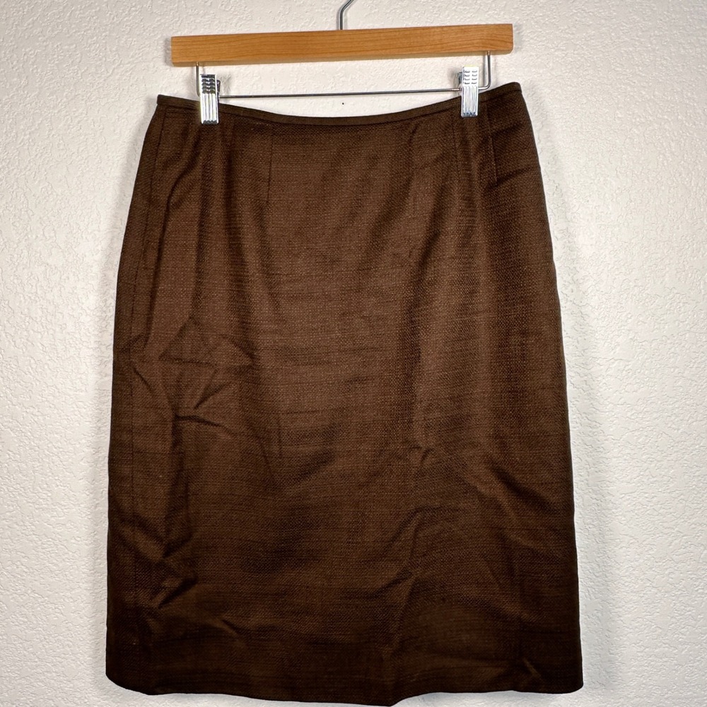 Le Suit Essentials Women's Brown Textured BasketWeave Pencil Skirt Career 10 - Picture 6 of 12